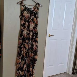 Venus small floral hi low tank dress black multi